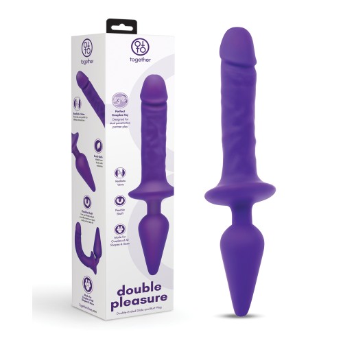 Dildo Doble Placer y Plug Anal - Púrpura