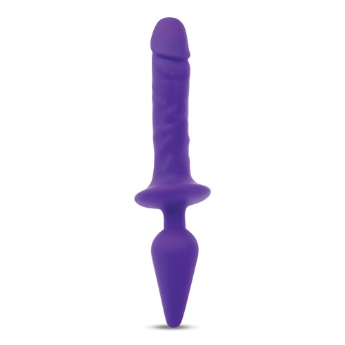 Dildo Doble Placer y Plug Anal - Púrpura