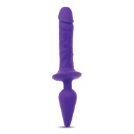 Dildo Doble Placer y Plug Anal - Púrpura