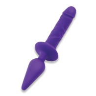 Dildo Doble Placer y Plug Anal - Púrpura