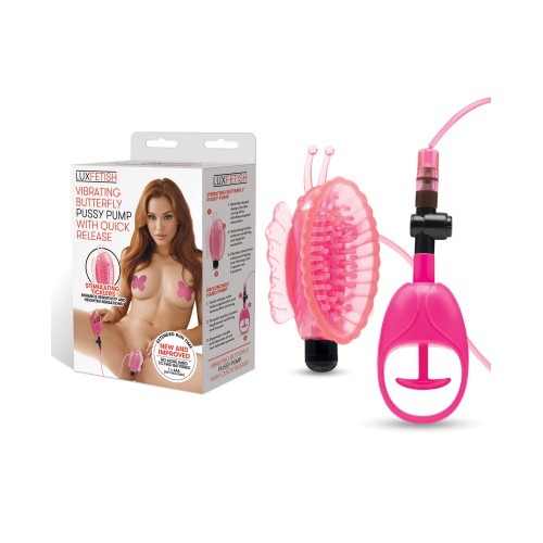 Lux Fetish Vibrating Butterfly Pussy Pump - Pink