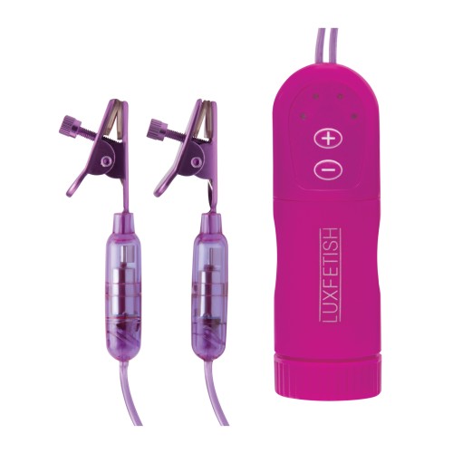 Pinzas Vibradoras para Pezones Lux Fetish con Control Remoto - Rosa/Púrpura