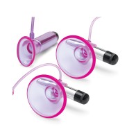 Lux Fetish Vibrating Nipple Suckers with Pump Pink Purple