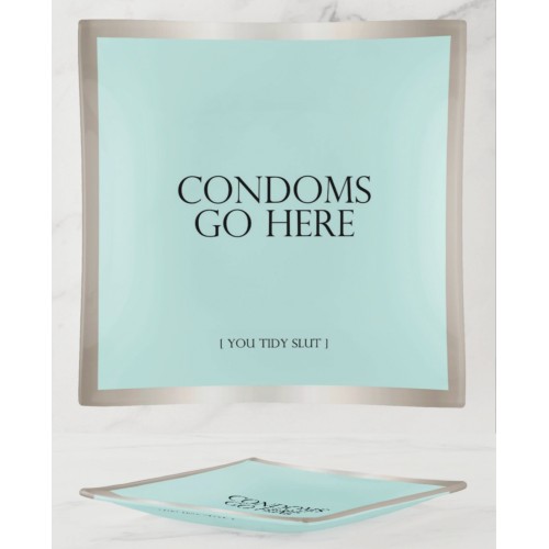 Plato de Cristal Condoms Go Here Warm Human