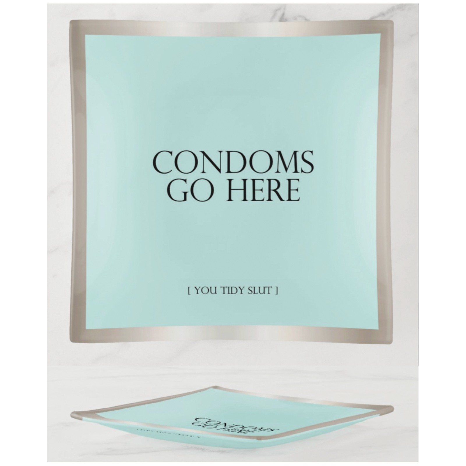 Plato de Cristal Condoms Go Here Warm Human