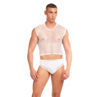 Set de Malla Grande Rainbow Party Net-Flex con Tanga Blanco L/XL