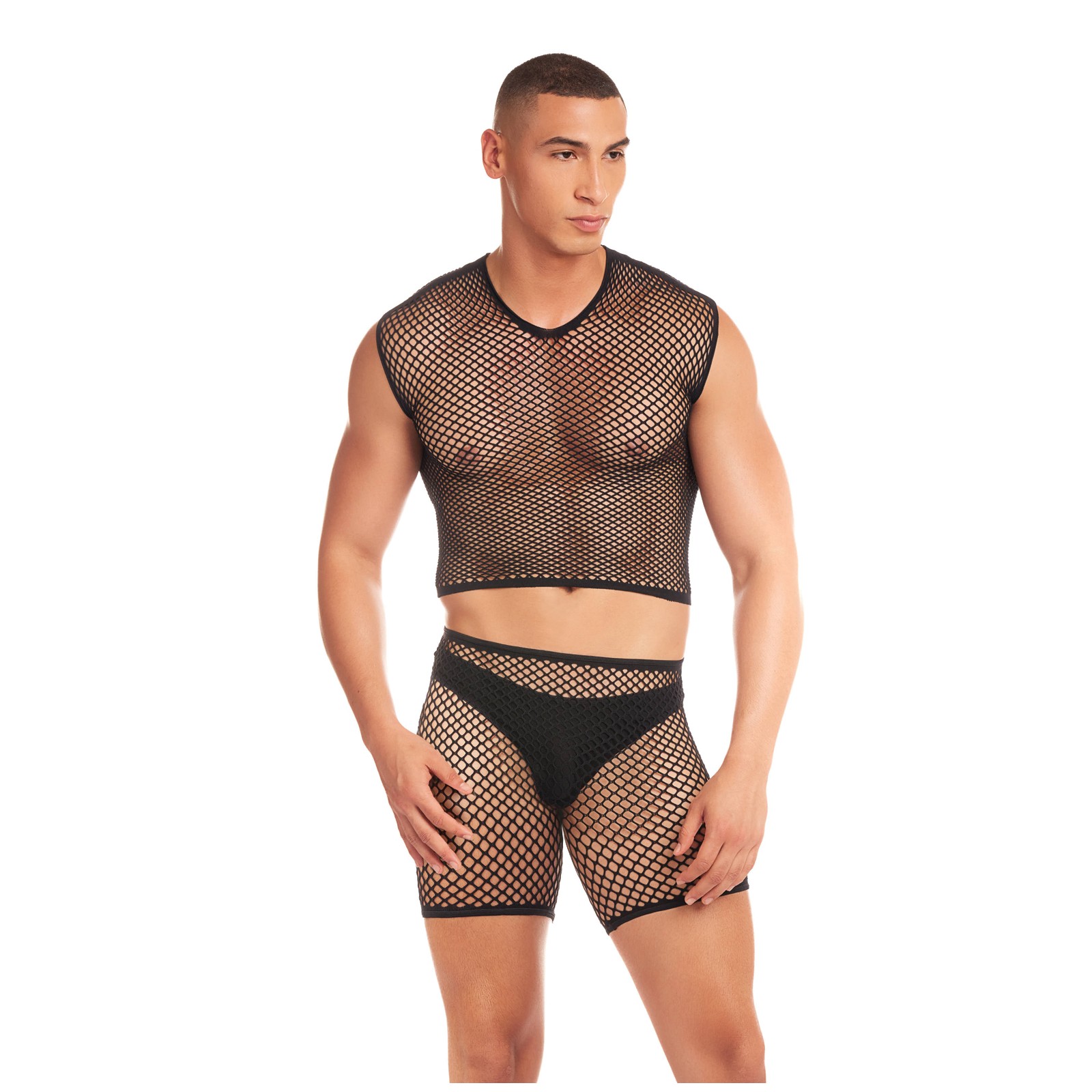 Rainbow Party Net-Bula Mesh Brief Set with Thong