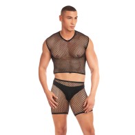 Rainbow Party Net-Bula Mesh Brief Set with Thong