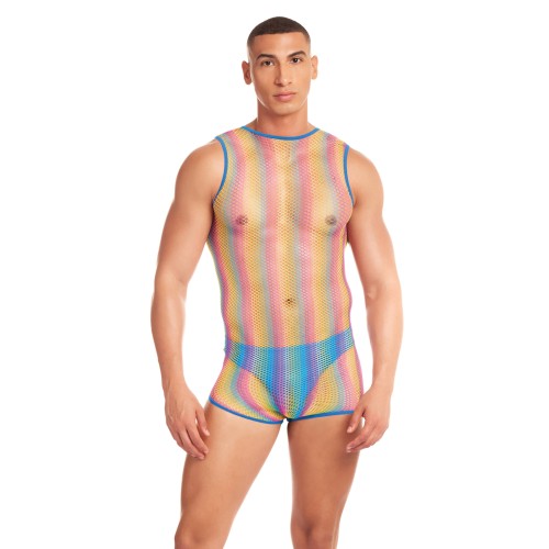 Rainbow Party Pride Star Mesh Singlet with Matching Thong