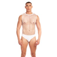 Rainbow Party Large Mesh Unitard 2 pc Set White L/XL