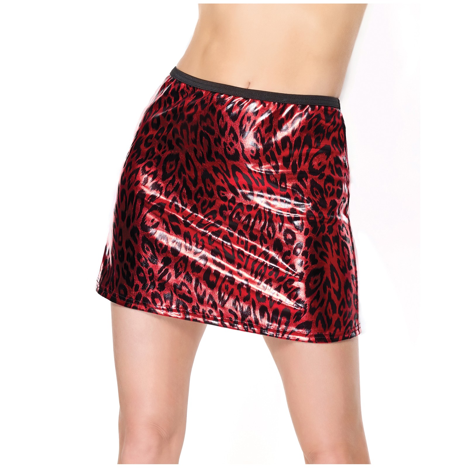 Darque Metallic Wet Look Skirt - Red/Black MD