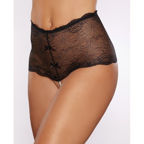 Allure Passion Pearl Conjunto Cintura Alta sin Crotch Negro Talla Única