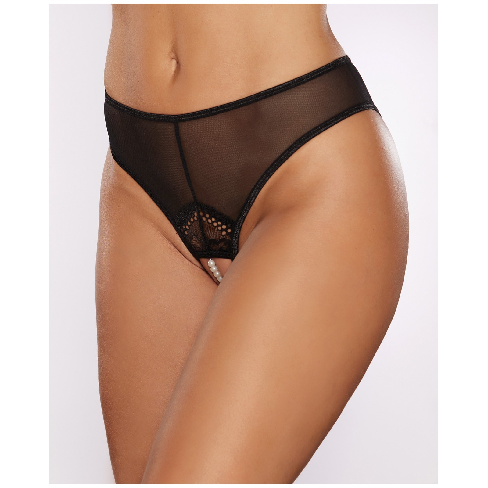 Allure Crotchless Panty with Pearls for Elegant Nights