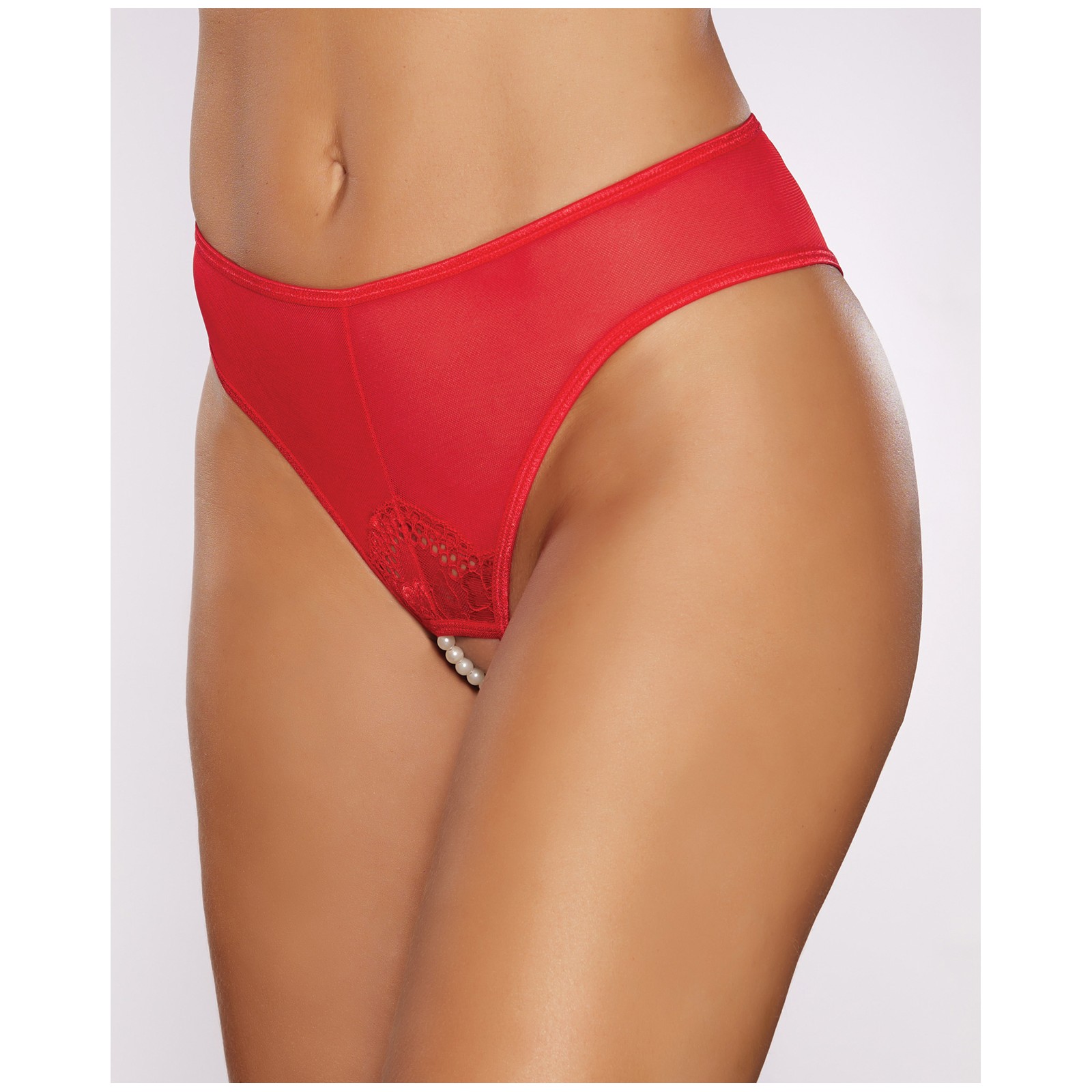 Allure Blushing Crotchless Panty with Pearls