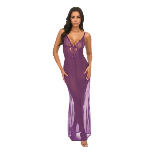 Katana Mesh Eyelash Lace Gown Purple LXL