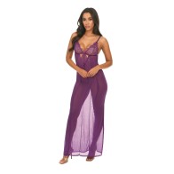 Katana Mesh Eyelash Lace Gown Purple LXL