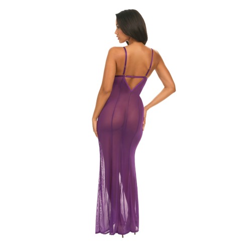 Katana Mesh Eyelash Lace Gown Purple LXL