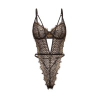 Greta Snake Eyelash Lace Teddy Black Gold MD