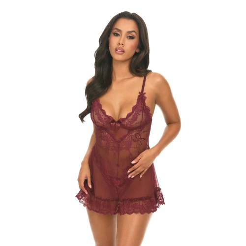 Babydoll Lacey de San Valentín con G-String Zinfandel