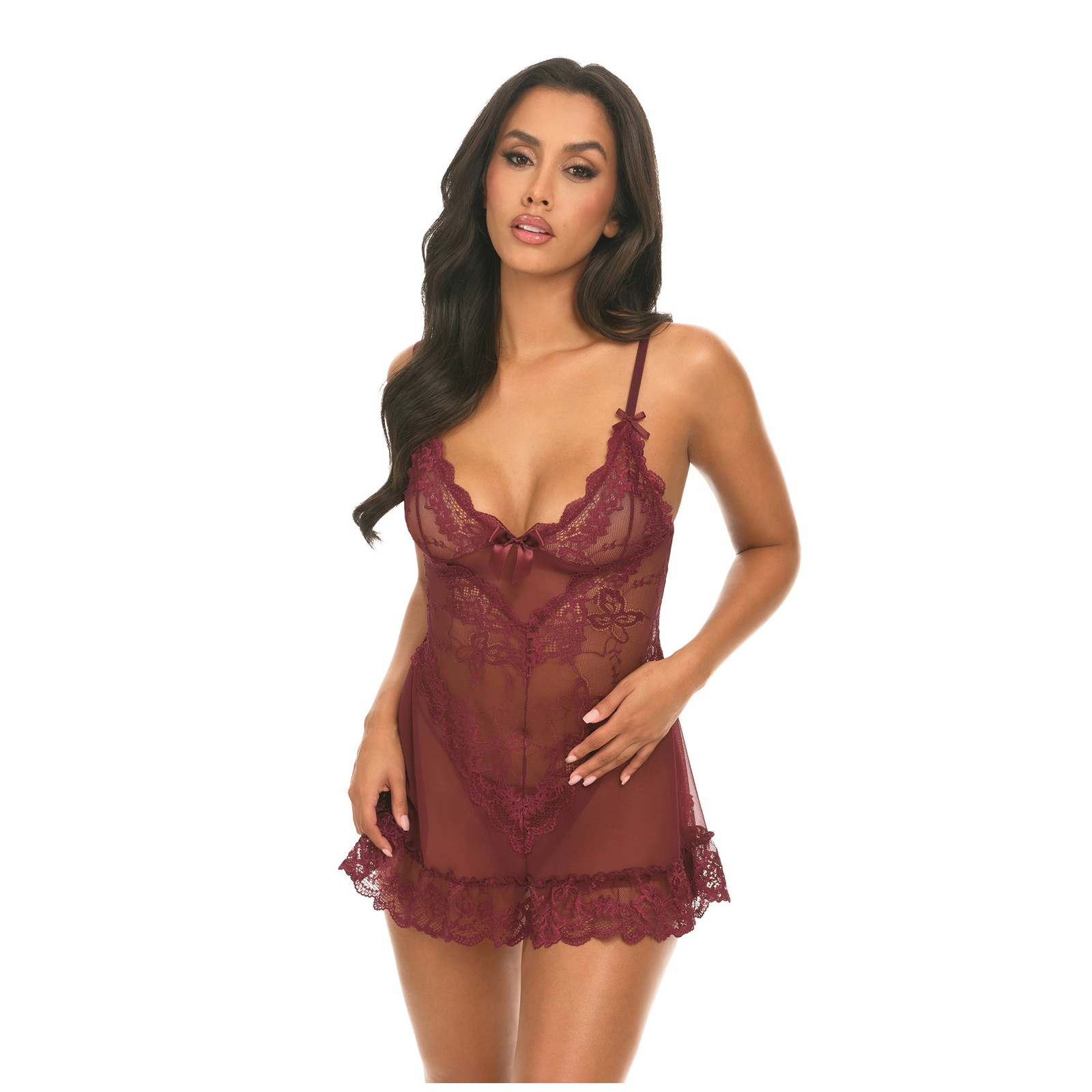 Babydoll Lacey de San Valentín con G-String - Zinfandel