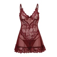 Babydoll Lacey de San Valentín con G-String - Zinfandel