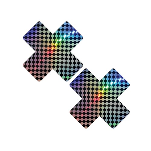 Neva Nude Holographic X Factor Pasties Rainbow Black