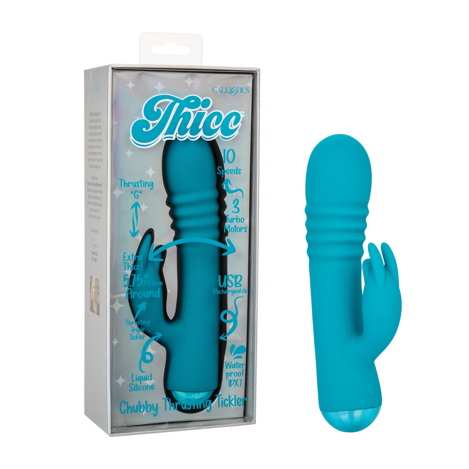 Thicc Chubby Thrusting Tickler Aqua Vibrator