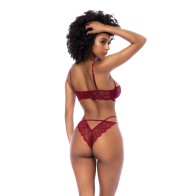 Lace Underwire Top w/Thong 2 pc Set - Rosewood L/XL