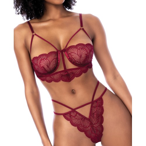 Lace Underwire Top w/Thong 2 pc Set - Rosewood L/XL