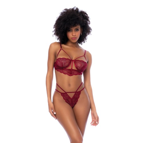 Lace Underwire Top and Thong Set Rosewood S/M