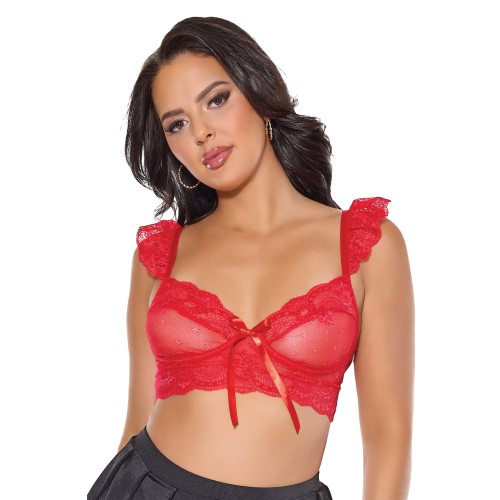 Scallop Lace Soft Cup Bralette - Red