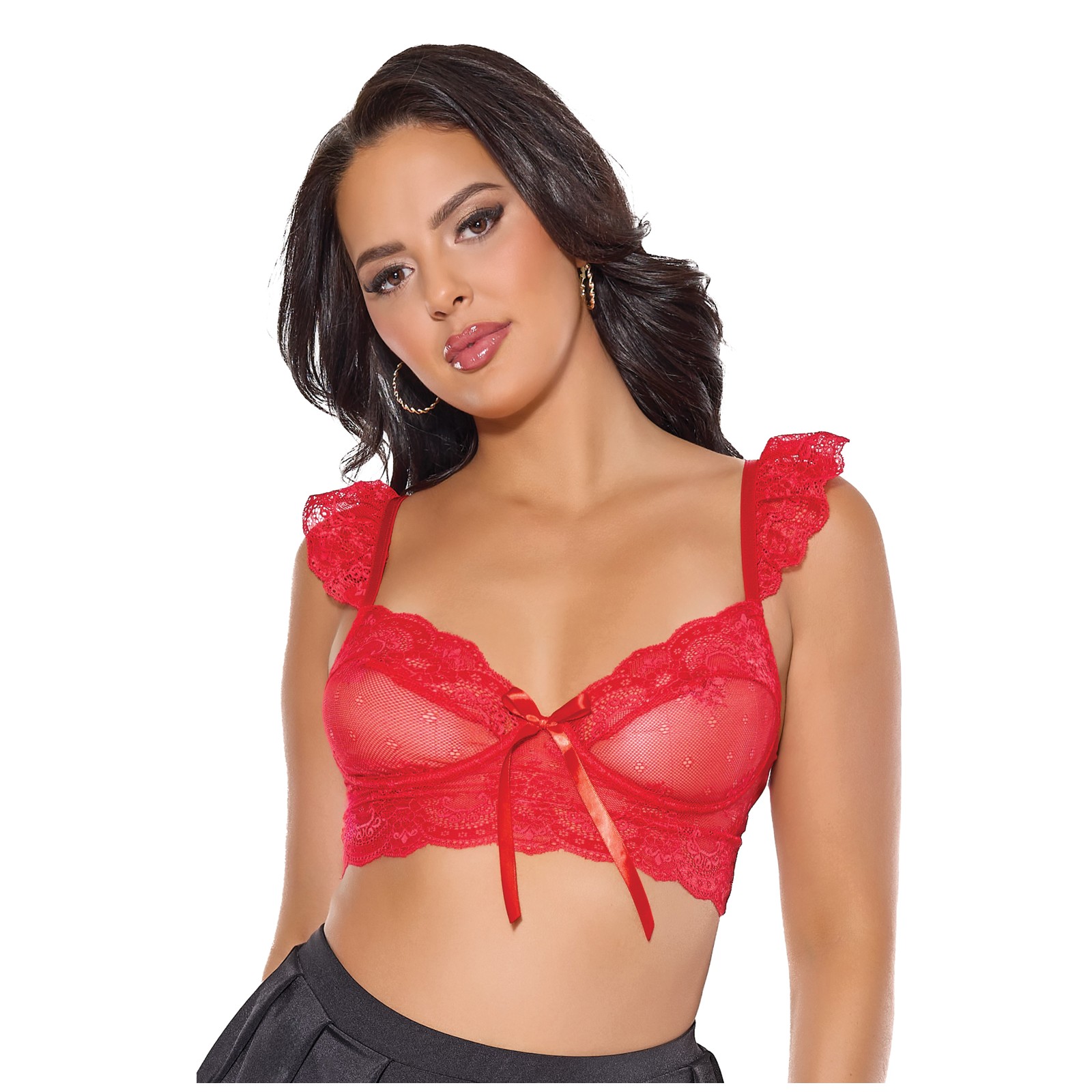 Scallop Lace Soft Cup Bralette - Red