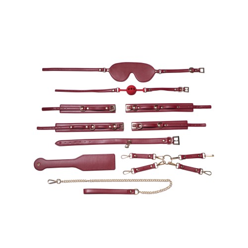 Kit de Bondage Kinky Play Box Rojo Pasión - Conjunto de 8 Piezas