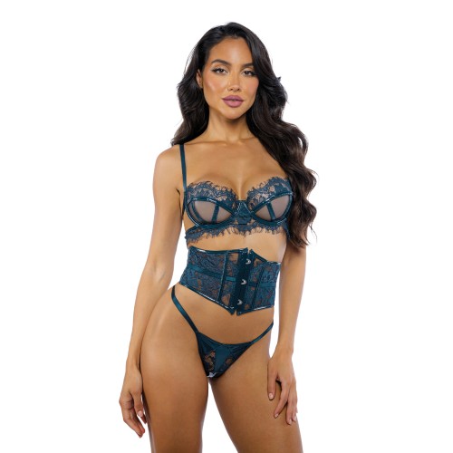 Eden Scalloped Eyelash Lace Waspie Set Teal LG