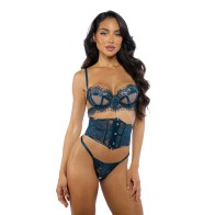 Eden Scalloped Eyelash Lace Waspie Set Teal LG