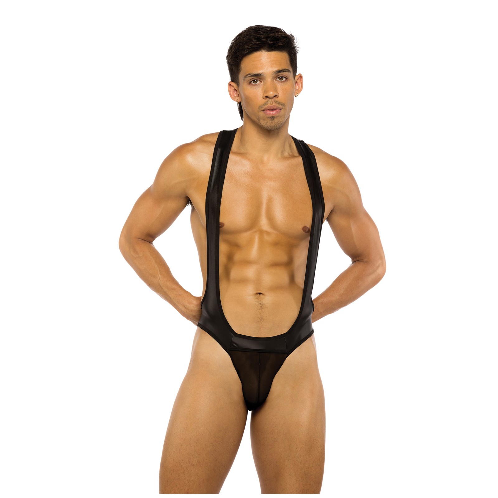 Singlet Jockstrap de Lucha Libre para Hombres en Negro L