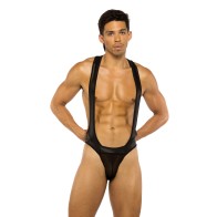 Singlet Jockstrap de Lucha Libre para Hombres en Negro L