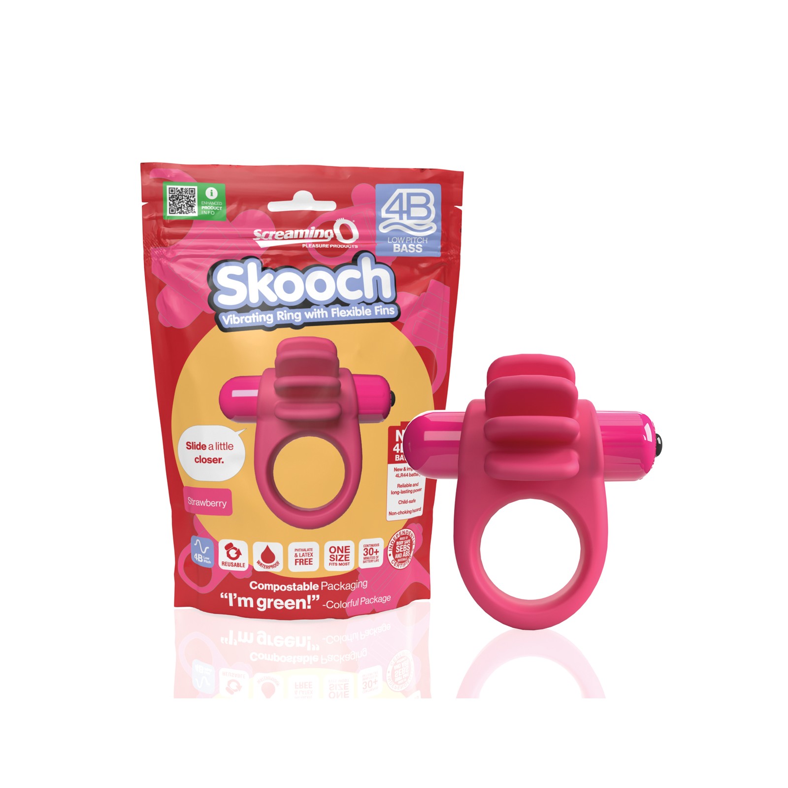 Screaming O 4B Skooch Vibrating Ring Strawberry