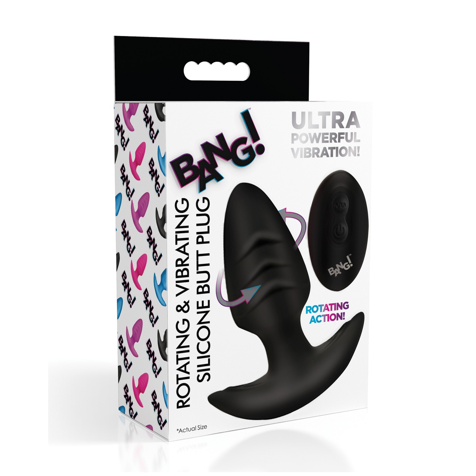 Bang! Rotating and Vibrating Butt Plug with Remote in Black