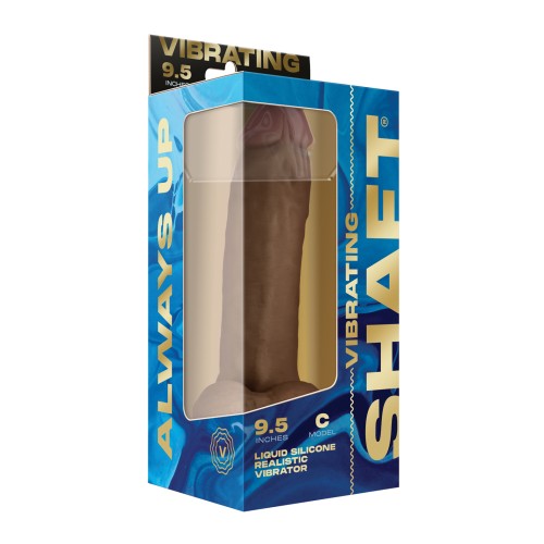 Shaft Flexskin Liquid Silicone 9.5 inch Vibrating Dong with Balls Oak - Realistic Pleasure