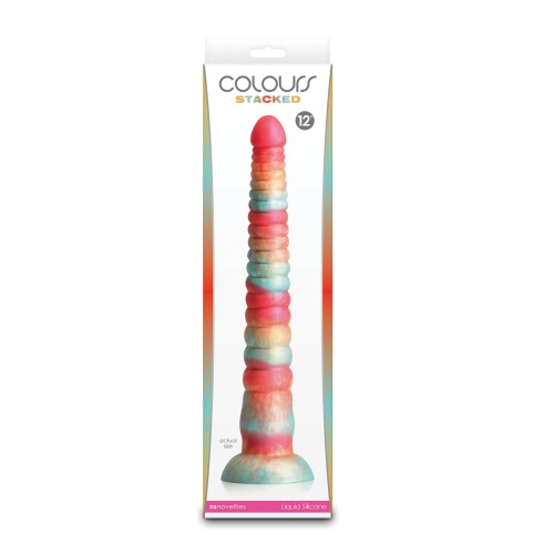 Dildo Colores Apilados de 12" - Rojo y Dorado