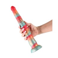 Dildo Colores Apilados de 12" - Rojo y Dorado