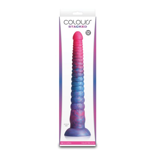 Dildo Apilado de 12 Pulgadas Rosa Azul