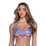 Shimmer Underboob Cutout Top in Lavender XL