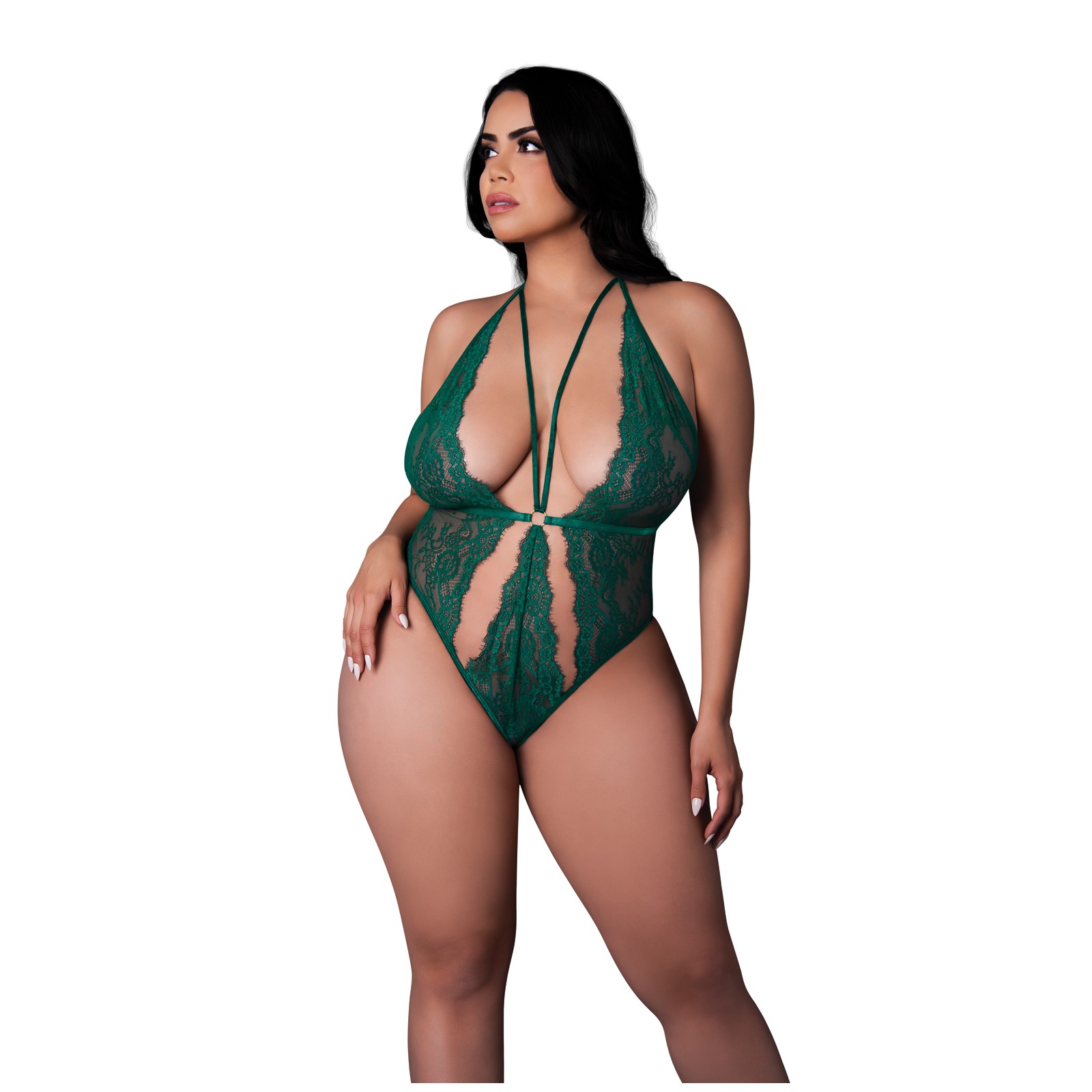 Evermore Lace Plunge Teddy Emerald