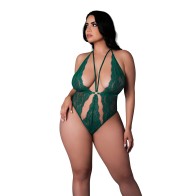 Evermore Lace Plunge Teddy Emerald