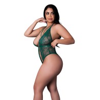 Evermore Lace Plunge Teddy Emerald