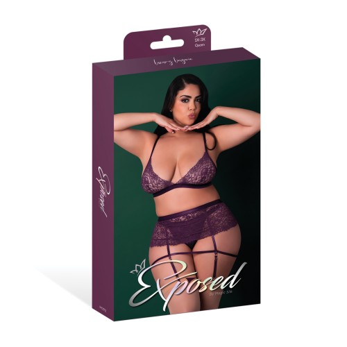 Leather & Lace 3 PC Set in Plum