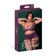 Leather & Lace 3 PC Set in Plum