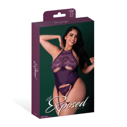 Leather & Lace Corset Set Plum Color